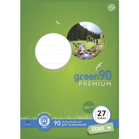 Schulheft green90 Premium 16 Blatt liniert Staufen LIN27