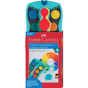 Farbkasten Connector 12 Farben Blau/Türkis oder Rot Faber-Castell
