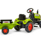 Falk Trettraktor Claas Arion 410 mit Anhänger und aufklappbarer Motorhaube