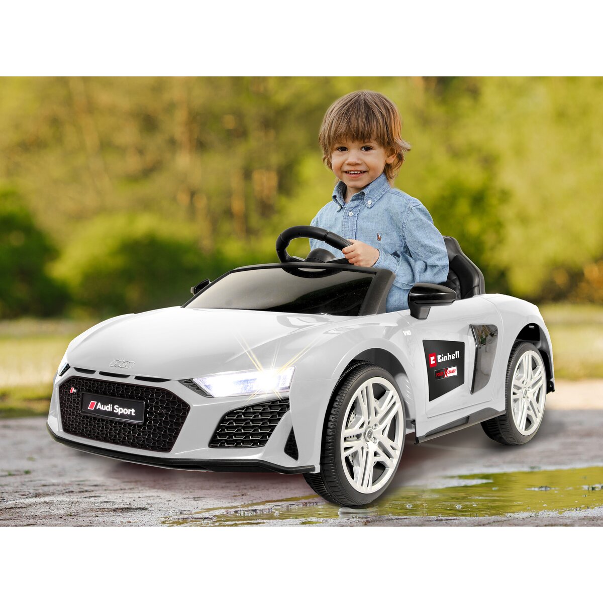 Ride-on Audi R8 Spyder 18V weiß Einhell Power X-Change inkl. Starter Set - Traptreckerde
