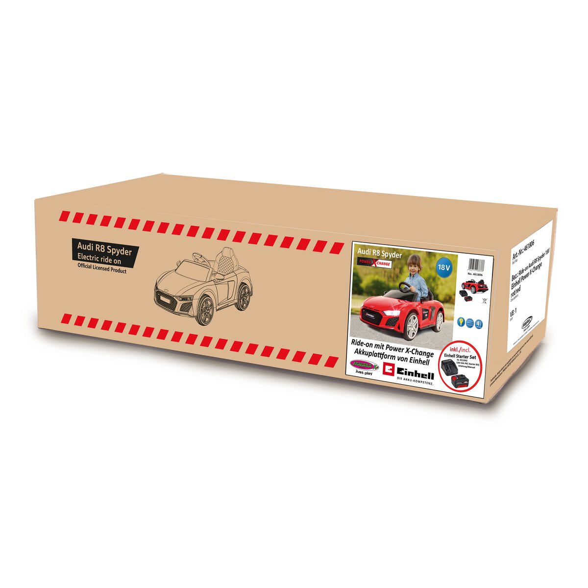 Ride-on Audi R8 Spyder 18V rot Einhell Power X-Change inkl. Starter Set - Traptreckerde
