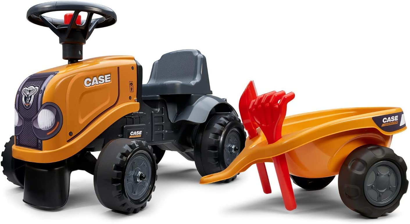Lauftraktor Case mit Anhänger Schaufel und Rechen