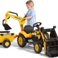 Falk 2076N Komatsu Tractopelle mit Pedalen und Bagger hinten und Anhänger