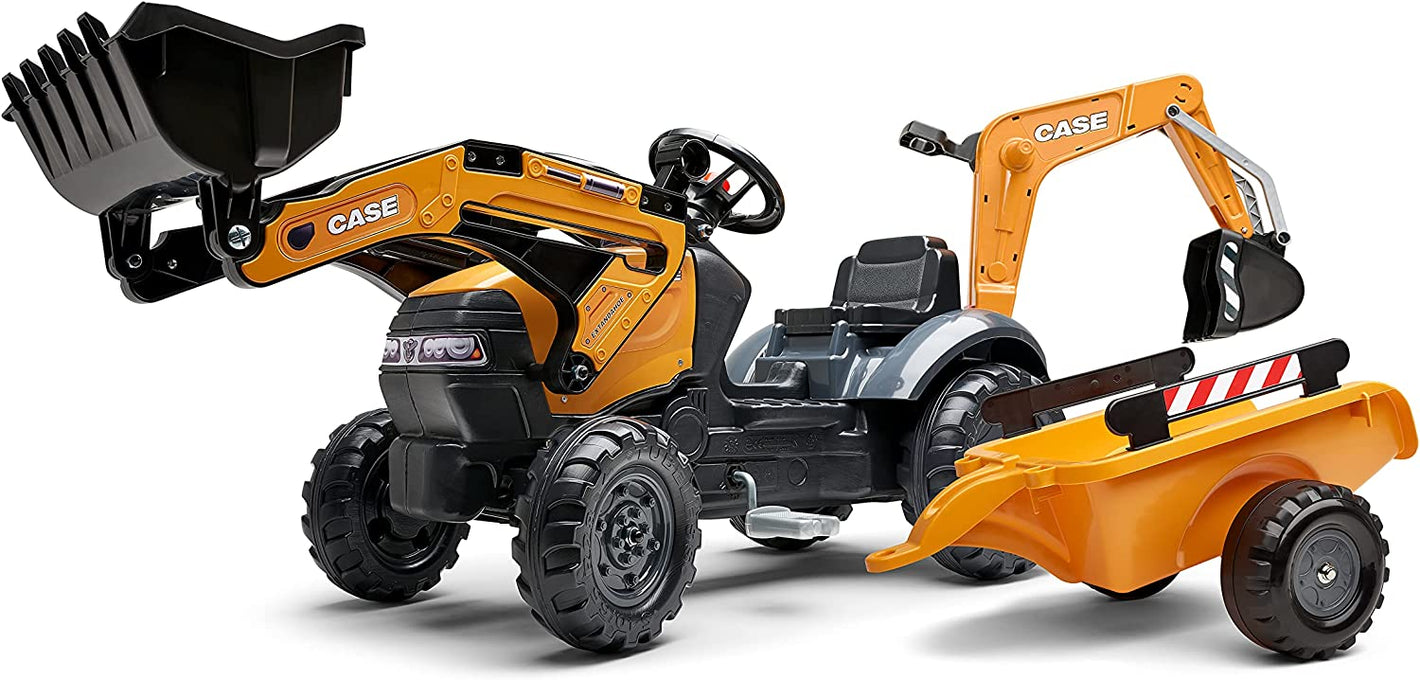 Falk Trettraktor Case CE 580 Super N mit Frontlader und Heckbagger
